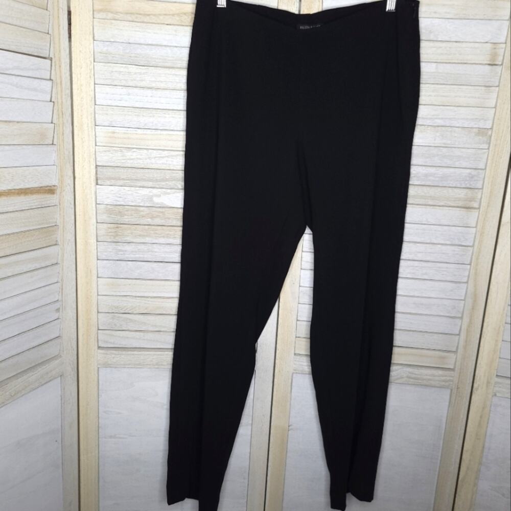 Eileen Fisher 10 Black Trousers Womens Pants Relaxed Side Zip Dress Pants Medium